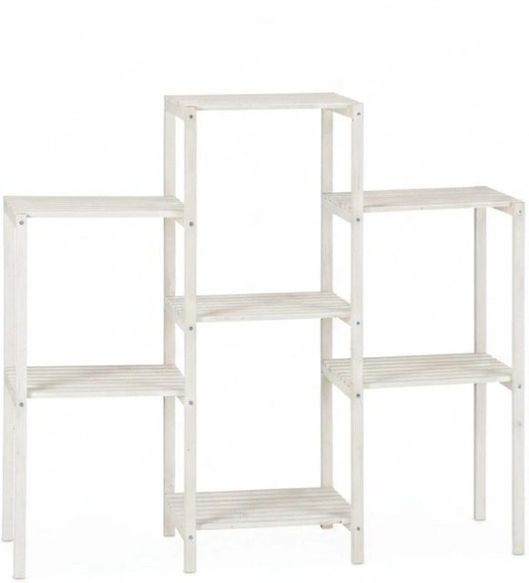 Relaxdays Blumenregal aus Tannenholz in Weiß, B/H/T: 86,5 x 95 x 29,5 cm - Bild 1