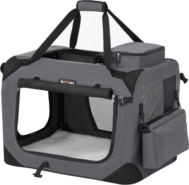 Feandrea Hundebox aus Oxford-Gewebe mit Stahlrahmen, Grau, B/T/H: 60 x 42 x 42 cm - Bild 1