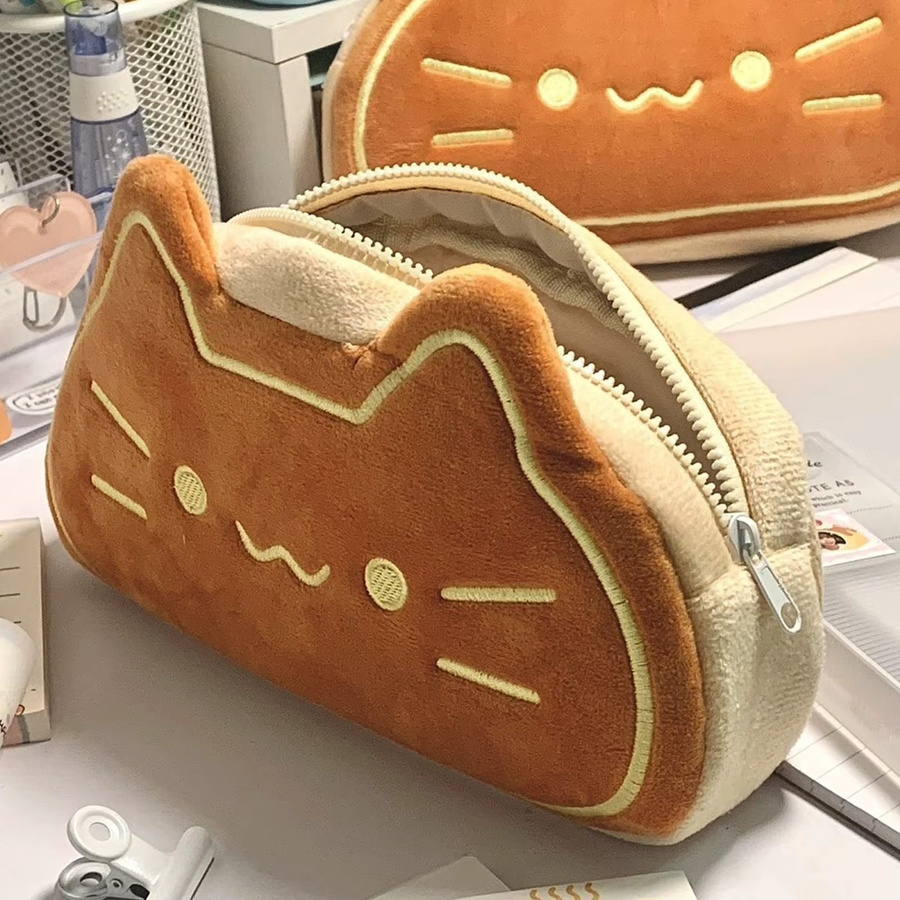 Niedliches Kawaii Katze Federmäppchen aus Plüsch in Pink mit großem Fassungsvermögen - Bild 1