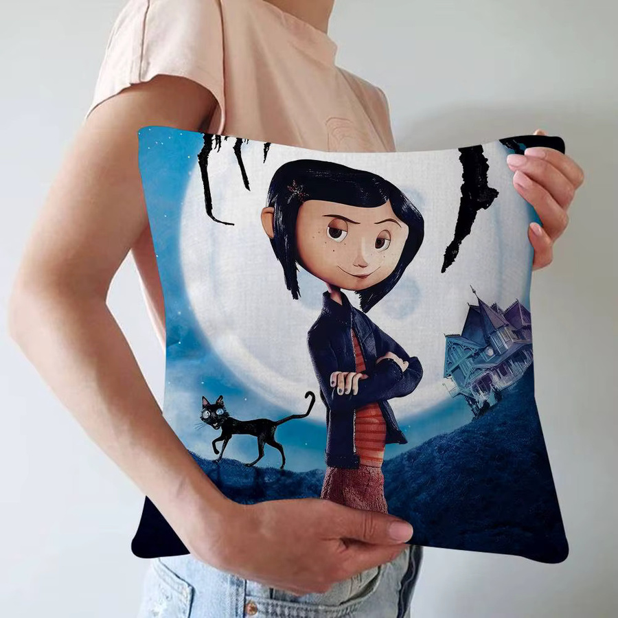 Beast Kingdom 5D Anime C-Coraline Kissenbezug im Farmhouse-Stil, quadratisches Dekokissen in Blau, B/T/H: 30 x 30 x 30 cm - Bild 4