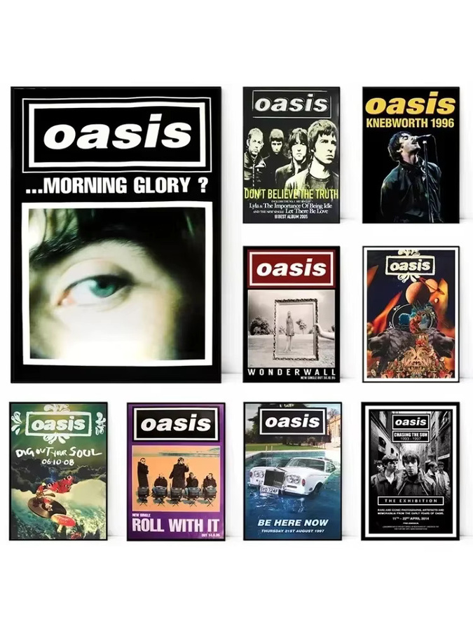 Potdemiel Oasis Band Poster Leinwanddruck Retro Wandkunst Schwarz Weiß und Mehrfarbig - Bild 2