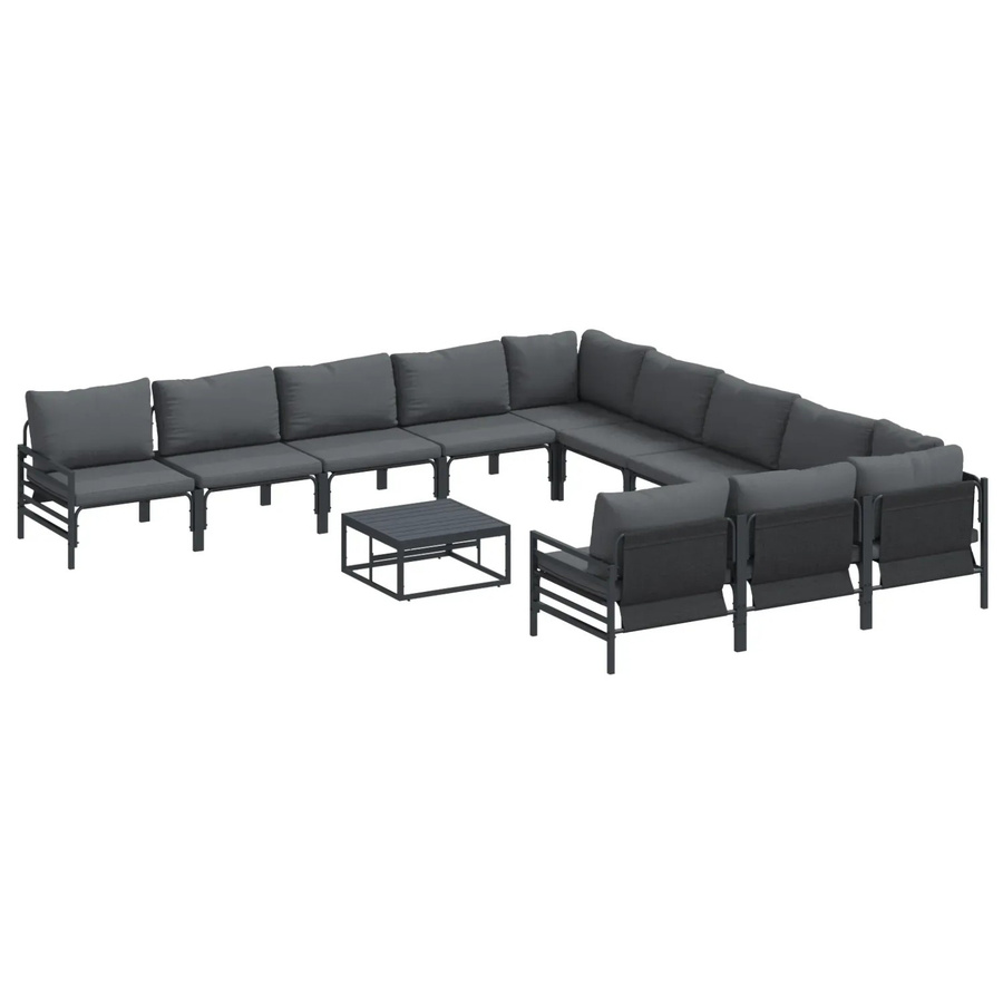 vidaXL Garten-Sofa-Set 12-teilig aus Stahl in Anthrazit - Bild 2