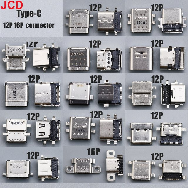 JCD USB-C Typ-C Ladeanschluss Port mit 12 Pin oder 16 Pin Buchse in Silber - Bild 1