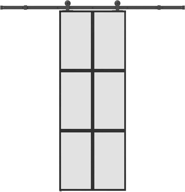 vidaXL Schiebetür aus Hartglas und Aluminium in Schwarz, B/H: 76 x 205 cm - Bild 1