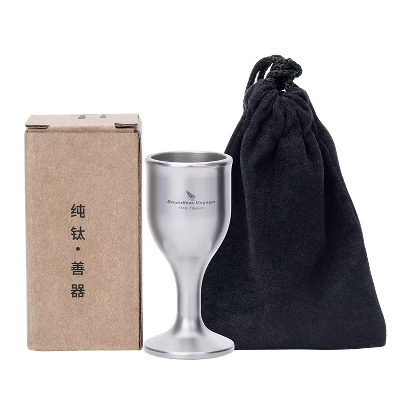 Boundless Voyage Titanbecher aus Edelstahl in Silber, einlagiges Shotglass für Tequila, Whiskey und Wodka, 15 ml - Bild 2