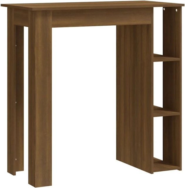 vidaXL Bartisch mit Regal in Braun Eiche, B/T/H: 102 x 50 x 103,5 cm - Bild 1