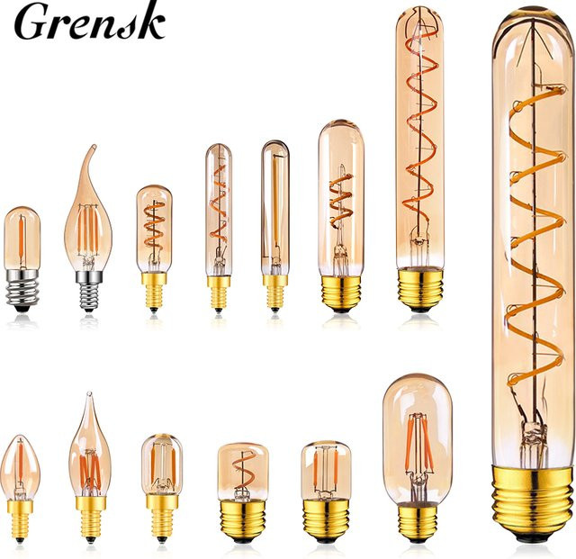 Grensk Vintage LED Filament Glühbirne Kerzenform in Warmweiß, transparent - Bild 1