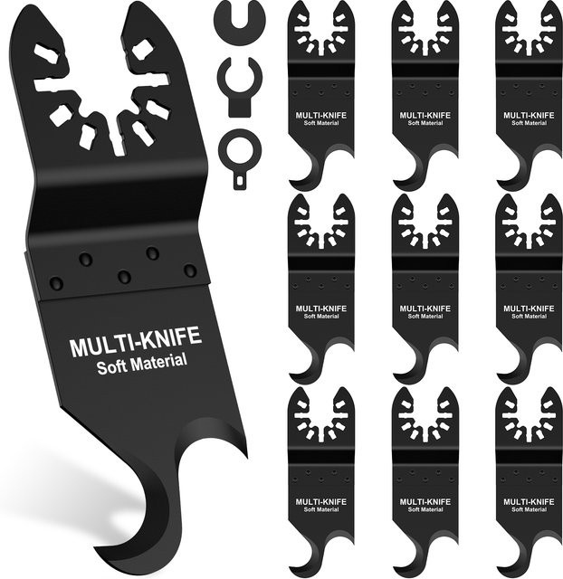 Toorise 10 Stück Oszillierende Multifunktionswerkzeug-Hakenklingen zum Schneiden von Weichmaterialien wie Dachschindeln, PVC-Boden und Teppich - Bild 1