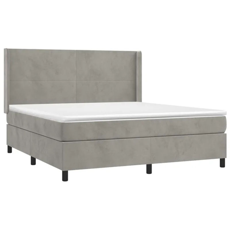 Vidaxl Kontinentalbett mit Matratze und LED in Grau aus Samt, B/T: 180 x 200 cm - Bild 4