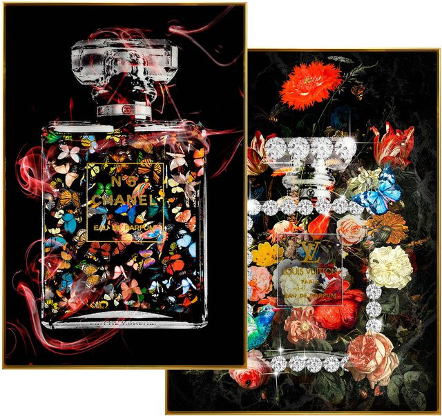 Bild LADY FLACONS NO 5 mit Duftflakon-Motiven in Schwarz und modernem Design - Bild 1