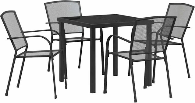 vidaXL Garten Essgruppe 5-teilig aus Stahl und Glas in Anthrazit - Bild 1