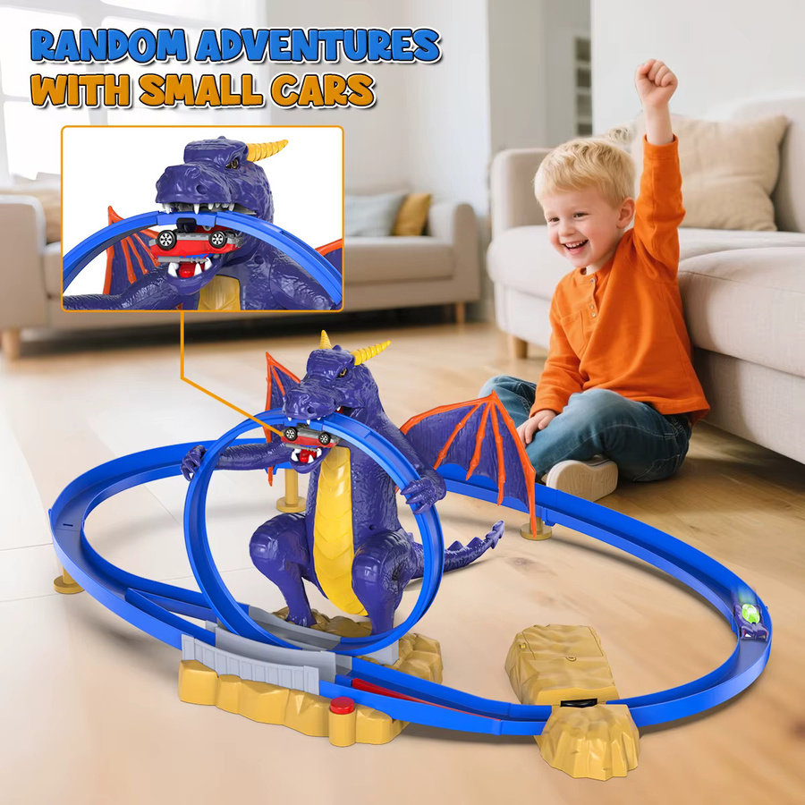 VATOS Dragon Fury Track Cars Set Rennwagen mit Dinosaurier-Motiv in Mehrfarbig für Kinder ab 3 Jahren - Bild 4