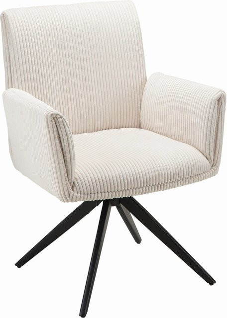 Bessagi Home Armlehnstuhl Rosalia Beige Cord Drehbar Gepolstert B/T/H: 65,0 x 61,5 x 87,5 cm - Bild 1