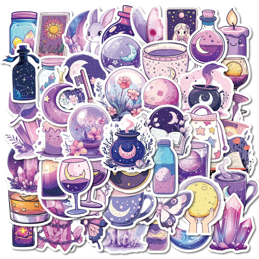 GOGOTU Magische Traum Mond Lila Cartoon Graffiti Aufkleber, 50-teiliges Set - Bild 1