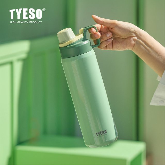 TYESO Thermosflasche aus 304 Edelstahl in Grau mit Flip-Verschluss als isolierbarer Sport-Isolierbecher für Outdoor und Fitness - Bild 1