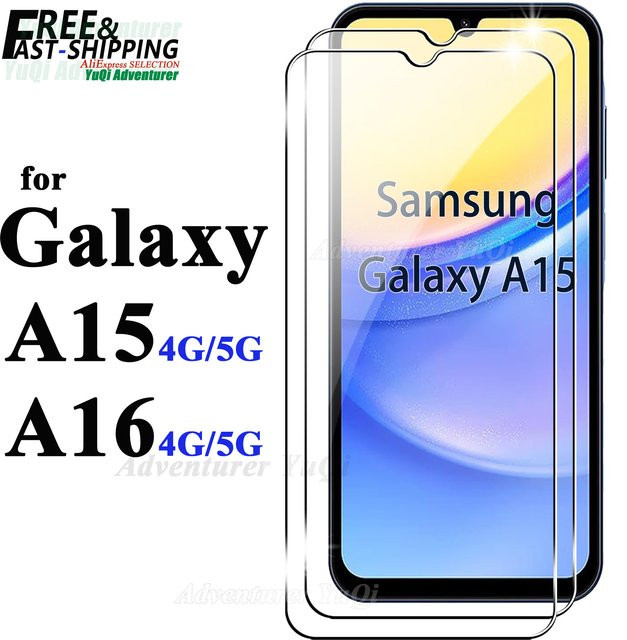 Samsung Displayschutzfolie aus gehärtetem Glas für Galaxy A15 und Galaxy A16 (4G/5G), transparent, HD 9H, kratzfest - Bild 1