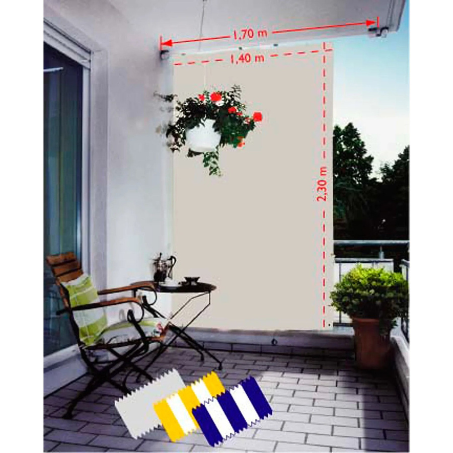 Floracord Senkrechtsonnensegel aus Polyester in Hellgrau, B/H: 140 x 230 cm - Bild 2