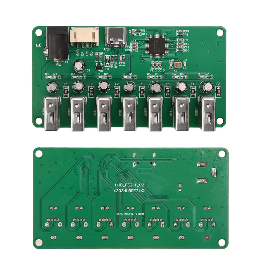 Gaqqee USB 2.0 Hub Modul 1-zu-7 Port Erweiterungsmodul mit Micro USB und Typ-C Port in Grün - Bild 2