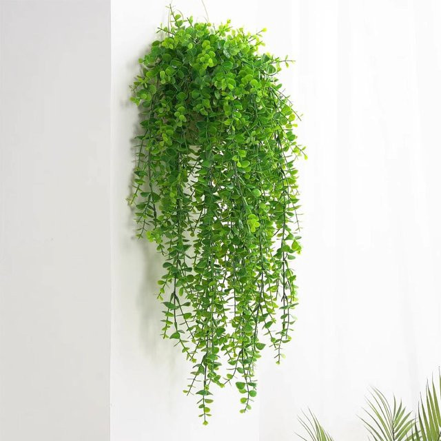 Uflower Künstliche Pflanzenranke in Grün, 100 cm hängende Efeu-Girlande aus Kunststoff für Heimdekoration, Hochzeiten und Partys - Bild 1