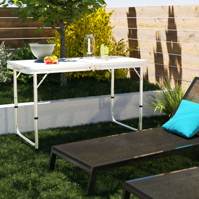 EFAN Aluminium-Campingtisch in Weiß, tragbarer Klapptisch für Picknick, Laptop oder Heimbüro, B/T/H: 120 x 60 x 70 cm - Bild 4
