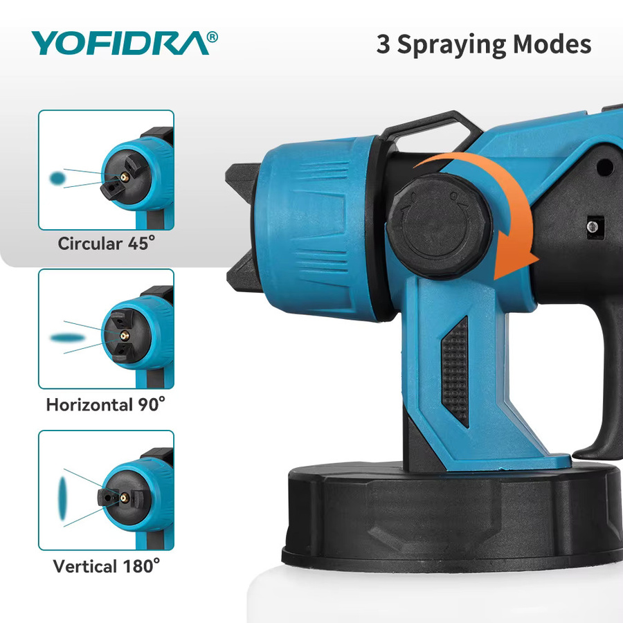 YOFIDRA Kabellose elektrische Spritzpistole mit 55.000 U/min, Airbrush-Werkzeug für Makita 18 V Akku-Pin, 1000 ml - Bild 4