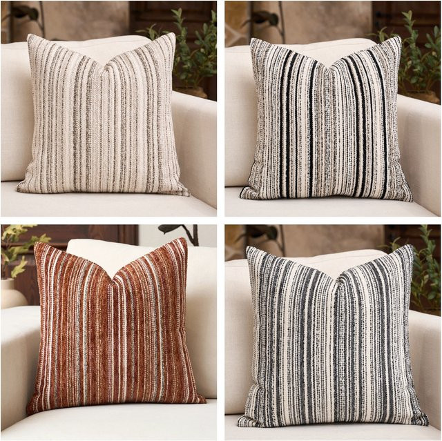 VIKAMA Boho-Kissenbezug mit Streifenmuster aus Polyester, quadratisch, B/B/H: 45 x 45 x 45 cm - Bild 1