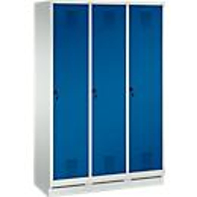 C+P Garderobenschrank Evolo aus Stahl mit 3 Abteilen, Farbe Enzianblau und Lichtgrau, H x B x T: 180 x 120 x 50 cm - Bild 2