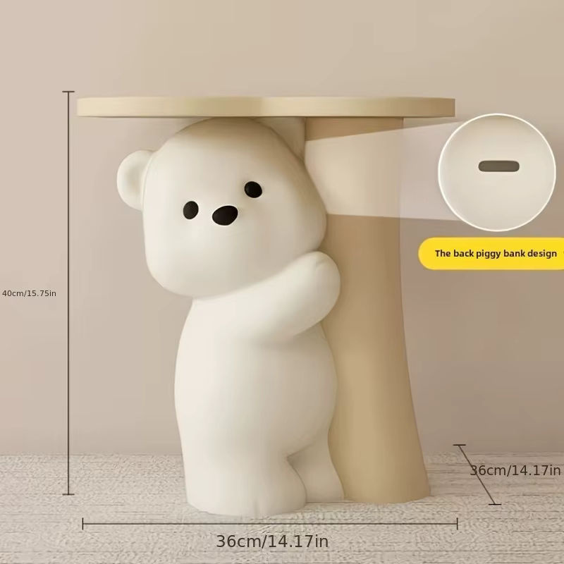 Dekorative Bär-Figur aus Kunstharz in Gelb und Beige für moderne Bodendekoration - Bild 5