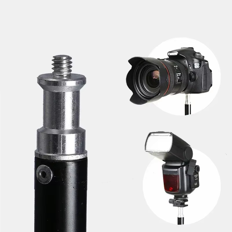 SH 12 Style Stativ in Schwarz für Mobiltelefone, Selfie-Sticks und Fotostudio-Blitzgeräte mit 1/4 Zoll Schraubkopf - Bild 2