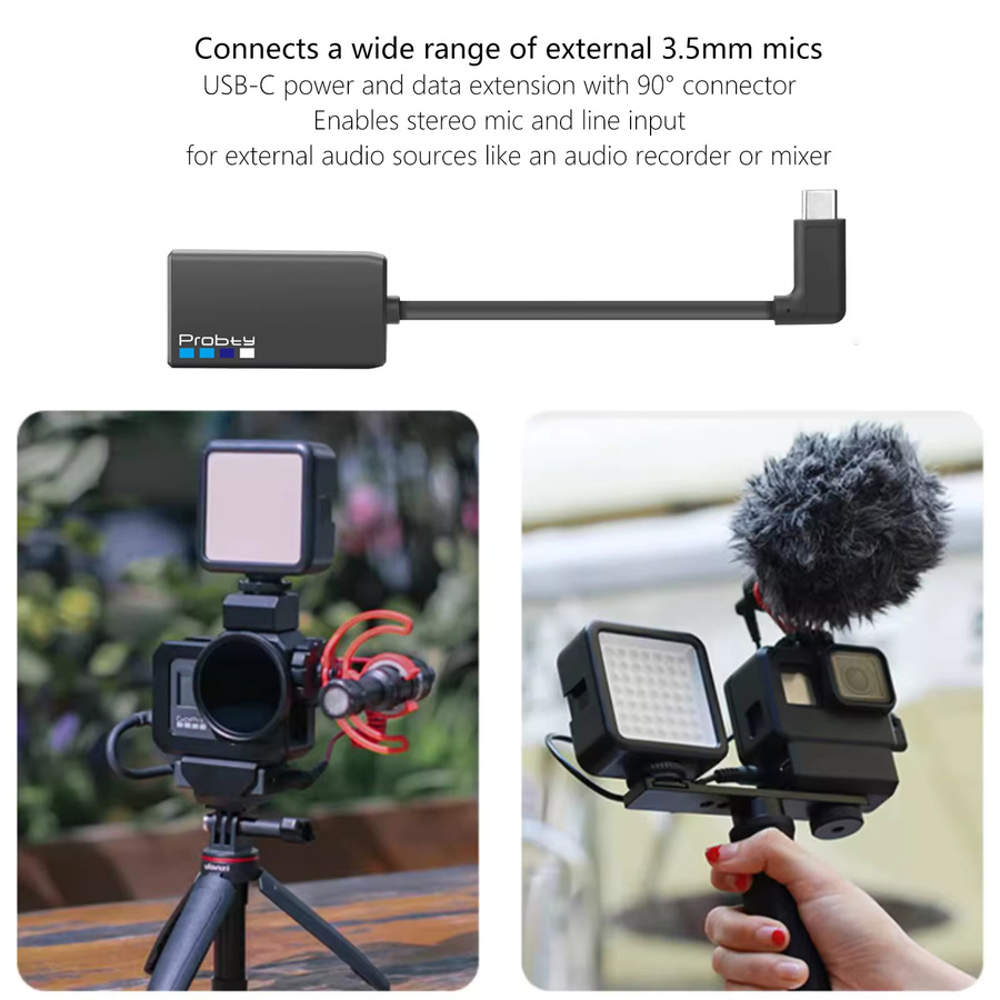 GoPro 3.5mm Mikrofon-Adapter für HERO13 PRO, HERO12, HERO11, HERO10, HERO9, HERO8, HERO7, HERO6 und HERO5 Action-Kameras in Schwarz - Bild 3