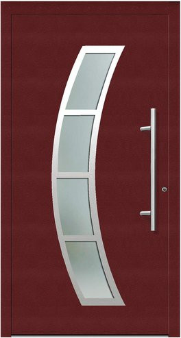 KNOCK Flügelüberdeckende Kunststoff-Haustür Terra mit Glaseinsatz, purpur-rot, RC2, Höhe: 210,0 cm, Breite: 100,0 cm - Bild 1