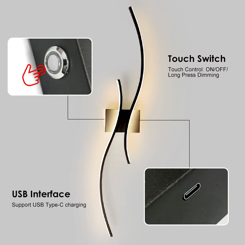 HAULVANG LED-Wandleuchte in Schwarz, kabellos und dimmbar mit Fernbedienung, 6000mAh USB-wiederaufladbar, modern mit 3CCT Lichtfarben - Bild 4