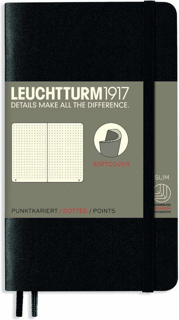 LEUCHTTURM1917 Notizbuch Pocket Softcover A6 Dotted Schwarz - Bild 1