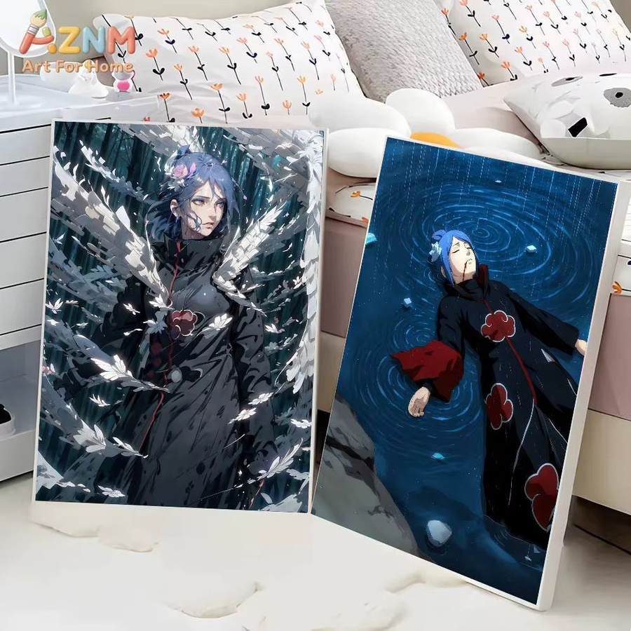 Kayou Naruto Akatsuki Konan Paper Angel Anime Leinwandgemälde Wandkunst Poster Mehrfarbig - Bild 4