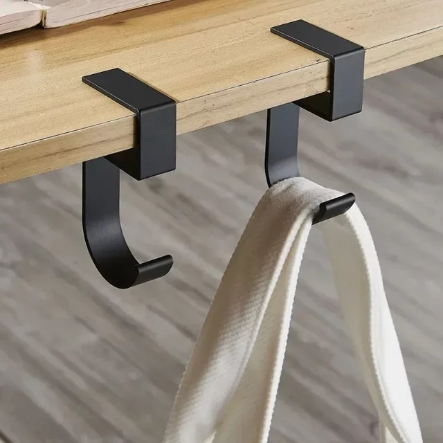 Abnehmbare 5-förmige Tischseitenhaken aus Metall in Schwarz als praktischer Schreibtischkanten-Organizer für Taschen und Bürobedarf - Bild 1