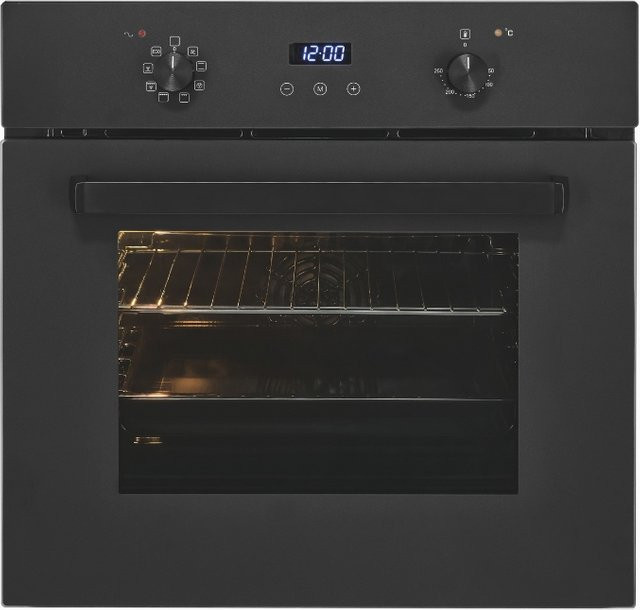 Einbaubackofen EBE367-H-120 Exquisit in Mattschwarz mit Heißluft, Grill und Ober-/Unterhitze - Bild 1