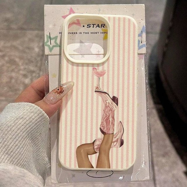 Wolkerfly Handyhülle im Retro Western Cowboy Stiefel Design mit gestreiftem Muster für Samsung Galaxy S26 Ultra S25 FE S24 Plus S23 S22 A16 A26 A36 A56 A55 5G in Pink - Bild 1