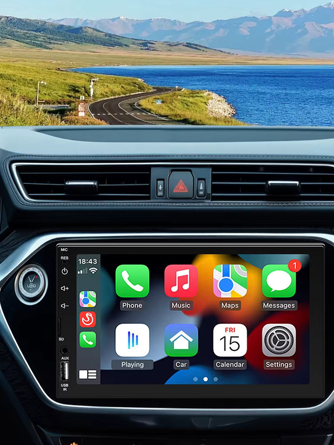 HIPPCRON 1DIN 7-Zoll Auto-Multimedia-Radio MP5-Player mit CarPlay, Android Auto, Mirror Link, Bluetooth, USB und Rückfahrkamera in Schwarz - Bild 6