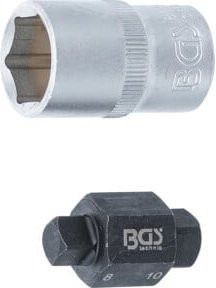BGS Ölablassschrauben-Einsatz Vierkant 8 mm und 10 mm in Silber mit 1/2 Zoll Antrieb - Bild 1