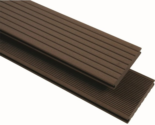 GartenLand WPC Terrassendiele Vintage Massiv Schokobraun Genutet und Geriffelt B/H: 145 x 20 cm - Bild 1