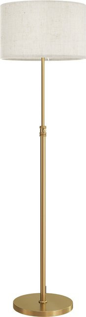 HOMCOM Stehlampe in Gold mit beige Leinen-Lampenschirm, dimmbar und höhenverstellbar von 133 bis 168 cm, inklusive Fernbedienung und Timer - Bild 1