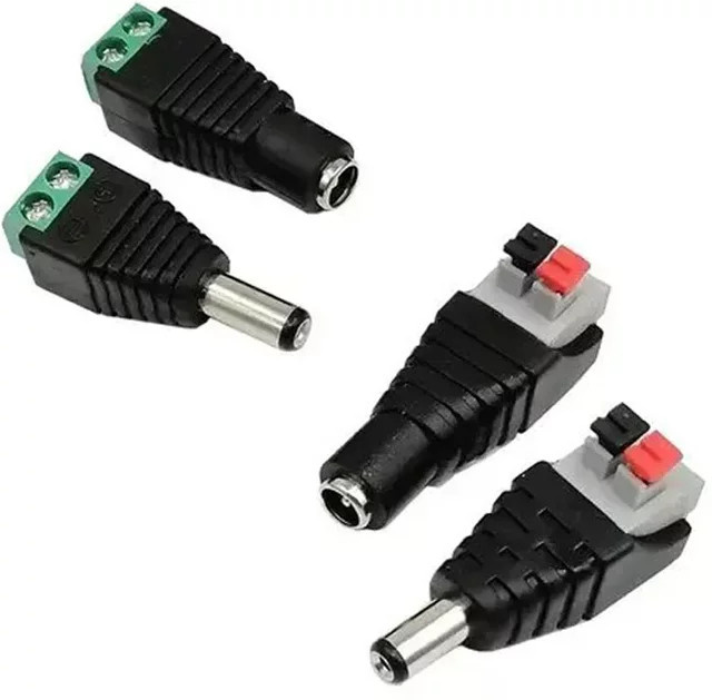 MJJC DC-Anschluss Adapter Set Schwarz, 2,1 x 5,5 mm, Steckverbinder für CCTV-Kameras und LED-Streifen - Bild 1