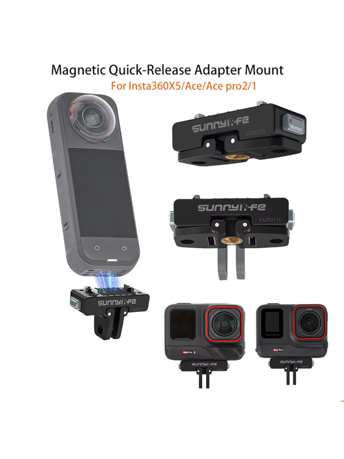 Magnetische Quick Release Basis in Schwarz für Insta360 X5, Ace Pro 2, Ace und Ace Pro Kameras mit Adapter Halterung und Sportkamera Zubehör - Bild 6