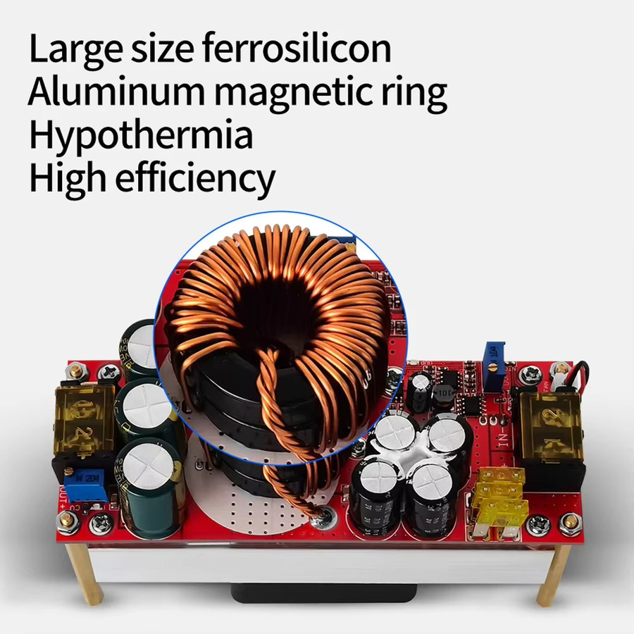 DC-DC Boost Converter Step Up Netzteil Modul mit einstellbarer Spannung 1800W 1500W 30A 20A Rot 12-48V zu 24-72V Power Booster - Bild 2