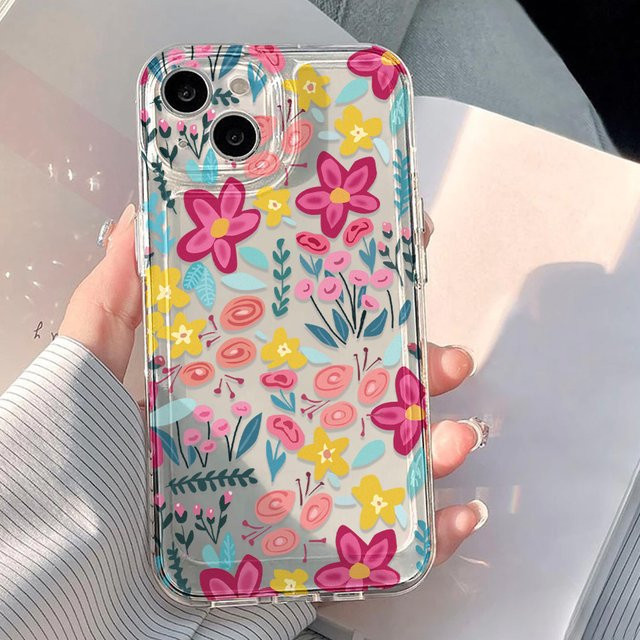 Ins Flower Transparentes Clear Cover Schutzhülle für Apple iPhone 17 Pro Max, 16, 15, 14, 13, 12, 11 Pro Max und Air in Multicolour - Bild 1