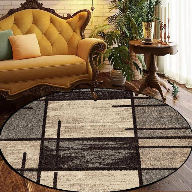 Runder Teppich Wucifang Shoes in Grau, modern gestreift, rutschfest und waschbar, Durchmesser: 100 cm - Bild 1