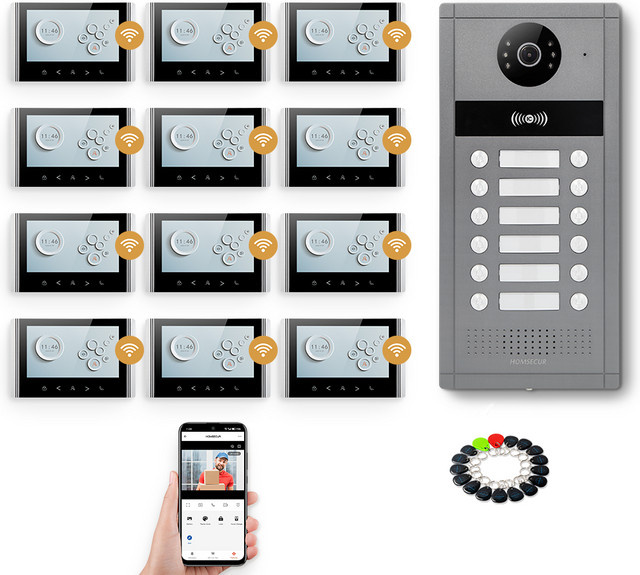 HOMSECUR Tuya App Video-Türsprechanlage mit automatischer Aufzeichnung und RFID-Zugang für 12 Familien - Bild 1