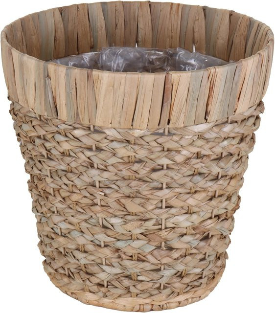 A.H.G. Pflanzkorb aus Bananenblattgeflecht mit Polybeutel, Farbe Beige-Natur, Durchmesser: 21 cm, Höhe: 20,5 cm - Bild 1