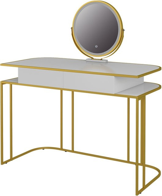Vicco Schminktisch Tiara Frisiertisch mit LED-Spiegel in Weiß und Gold, B: 110 cm, H: 122 cm, T: 52 cm - Bild 1