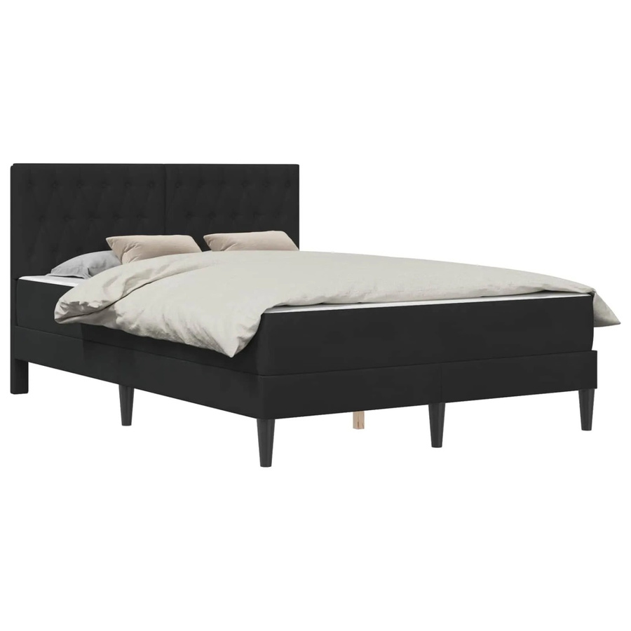 vidaXL Bettgestell mit Matratze und Kopfteil aus Samt in Schwarz, B/T/H: 120 x 200 x 96 cm - Bild 2